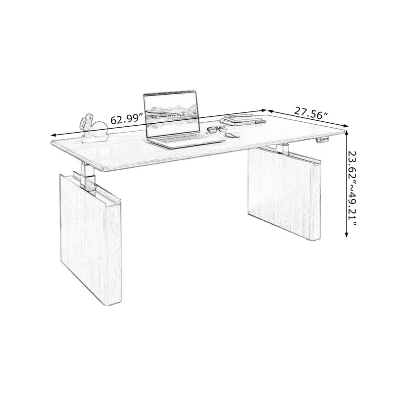 Bureaux rectangulaires en bois massif, H 23,62 po x l 62,99 po x P 27,56 po