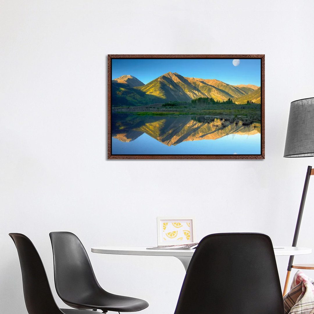 Moon And Twin Peaks Reflected In Lake, Colorado von Tim Fitzharris - Gallery-Wrapped Canvas Giclée on Canvas