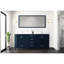 72 po L x P 22 po. Meuble-lavabo double bleu marine avec surface en marbre de culture, robinet, miroir 28 po-1642498581