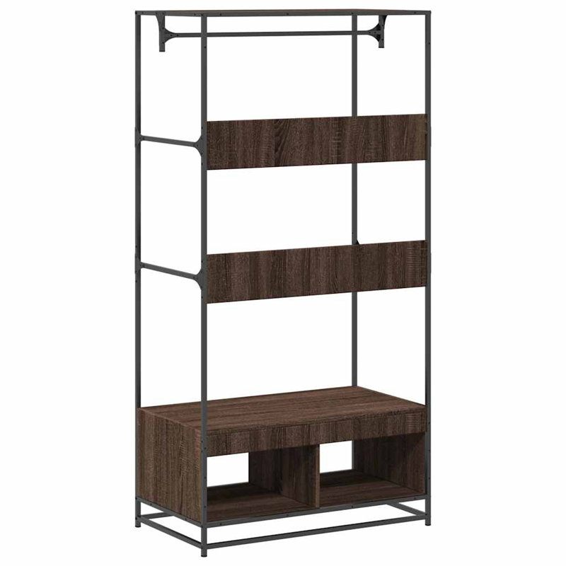 Amiyaah Metal Wardrobe, Brown Oak