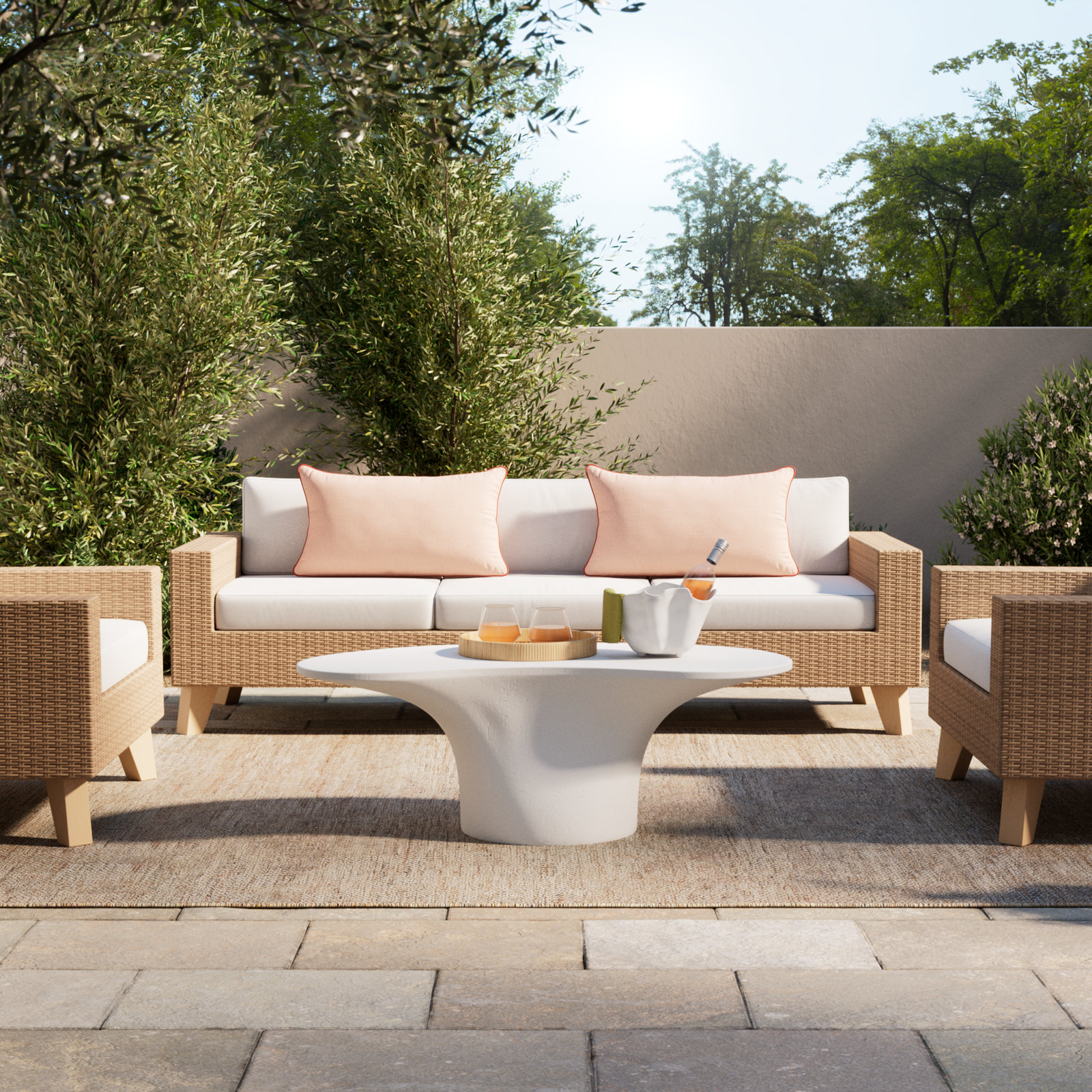 Paisely Outdoor Coffee Table, White