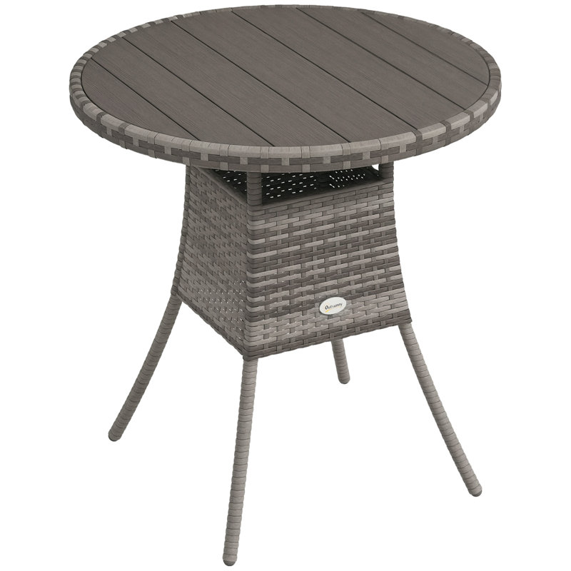 Table de salle à manger en osier 27,5 po, rotin PE, gris, 28.7" H x 27.6" L x 27.6" W