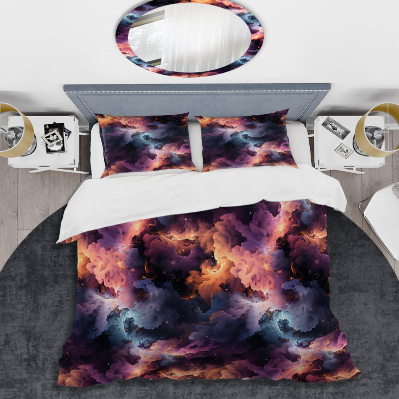 Ensemble de housse de couette abstraite Enchanted Moody, Housse de couette simple + 1 taie décorative stan