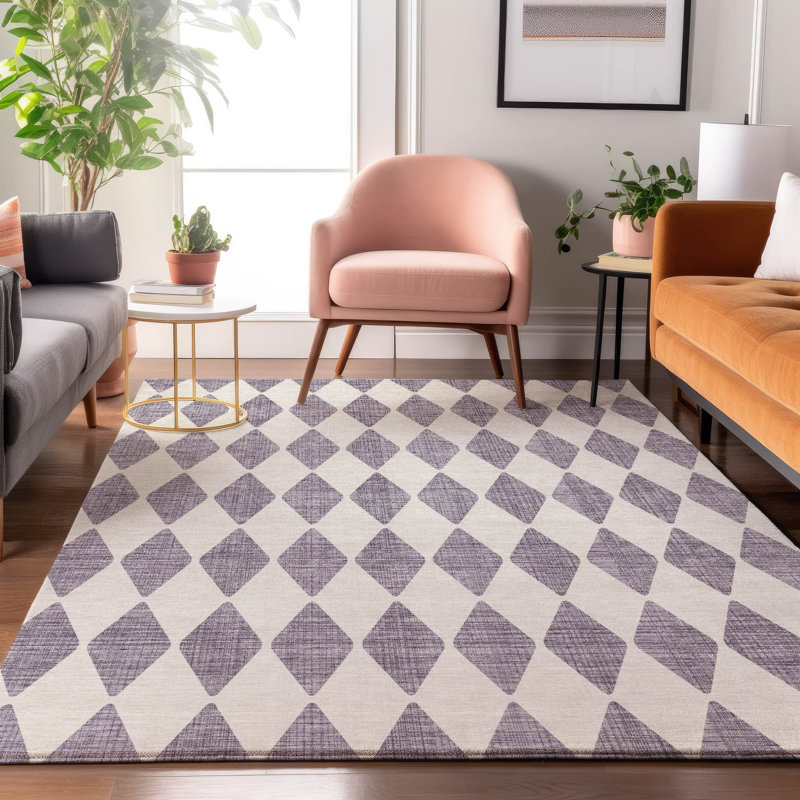 Tapis mauve Premium lavable à la machine Cerrito AMF578, Rectangulaire 3 pi x 5 pi