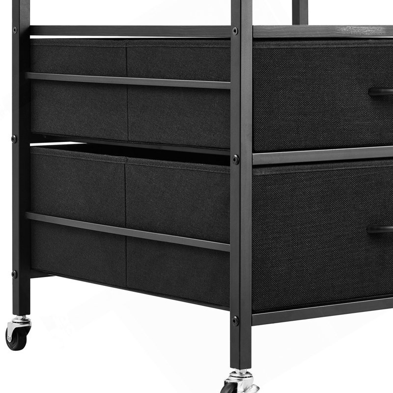 Mini-support de réfrigérateur avec mini-table de réfrigérateur noire à 2 tiroirs 176 lb