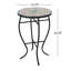 Table de bistro ronde en mosaïque, table d'appoint de patio avec base en métal artistique