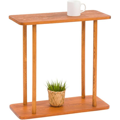 Table de bout rectangulaire étroite en bois de pin massif, table de chevet Skinny, petite table de bout (châtaignier, moyen)