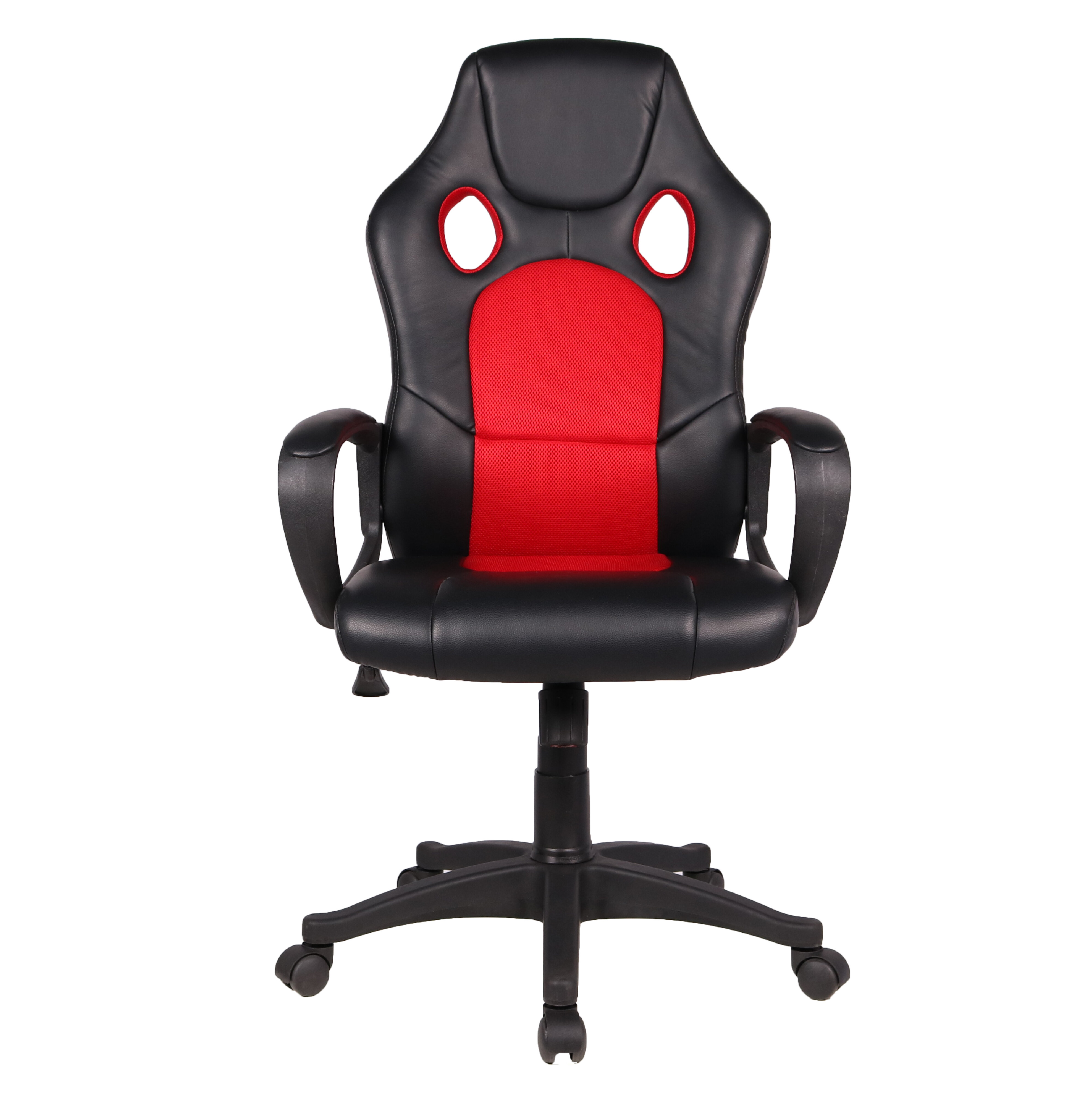 Gaming Chair with Footrest Faux Leather Inbox Zero Color: Black/ Red