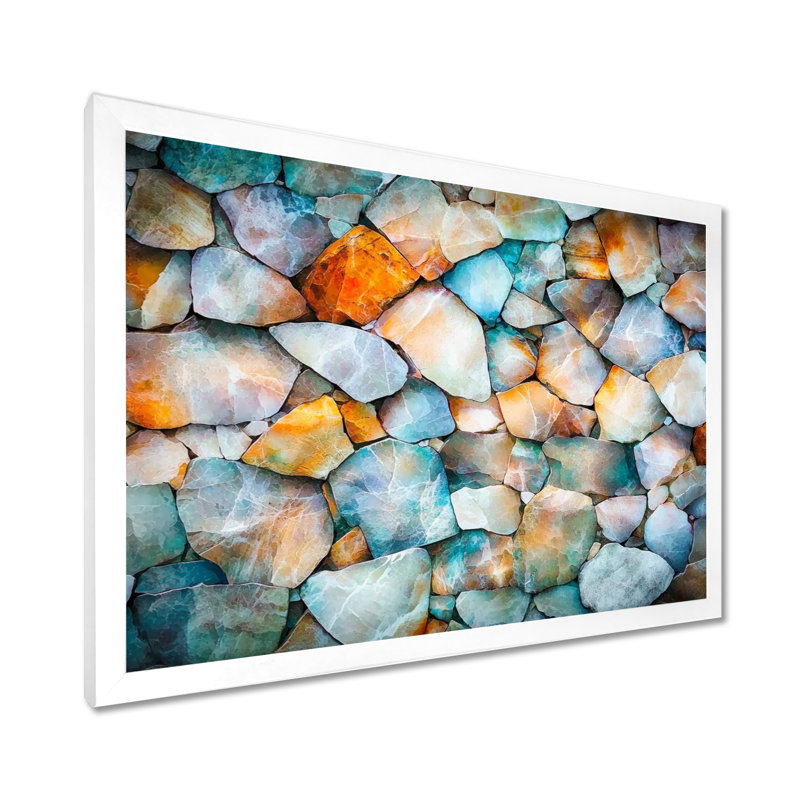 Mosaïque de marbre Art I, H 30 po x l 40 po, Reproduction encadrée d'une seule photo sans pass, Blanc
