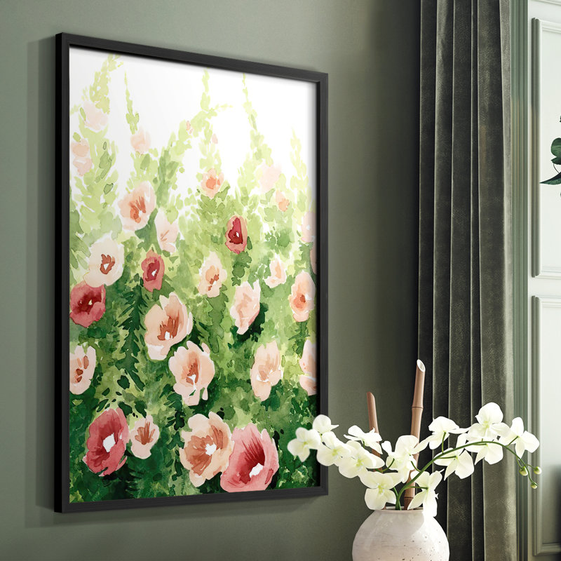 Sunlit Flora I, reproduction encadrée - bois massif, Noir, H 10 po x l 8 po