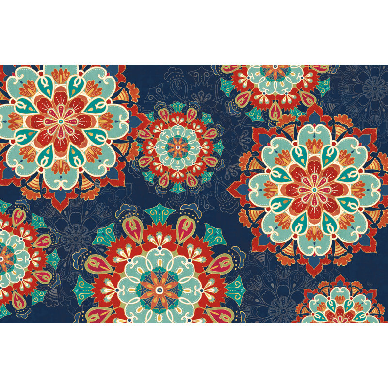 Folk Floral VIII foncé, H 8 po x l 12 po, Non, Toile tendue