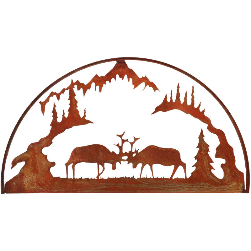 Décoration murale Yordana Fighting Elk, Patine rouillée naturelle