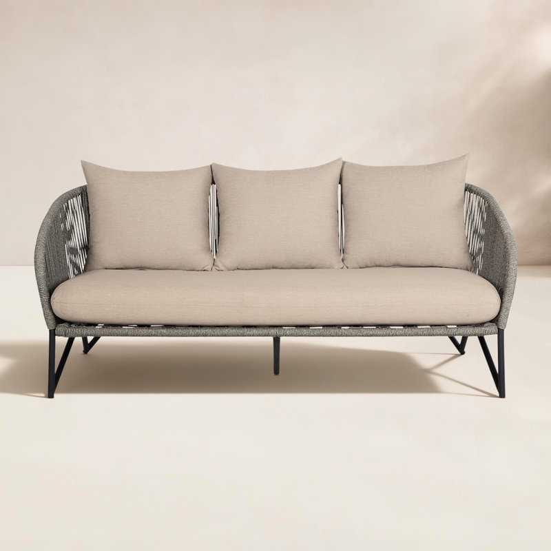 Cambryn 70.5'' Wide Straight Steel Patio Sofa with Cushions