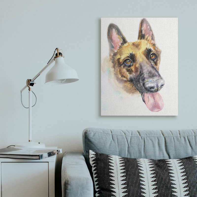 Portrait d'un berger allemand, Toile tendue, H 40 po x l 30 po