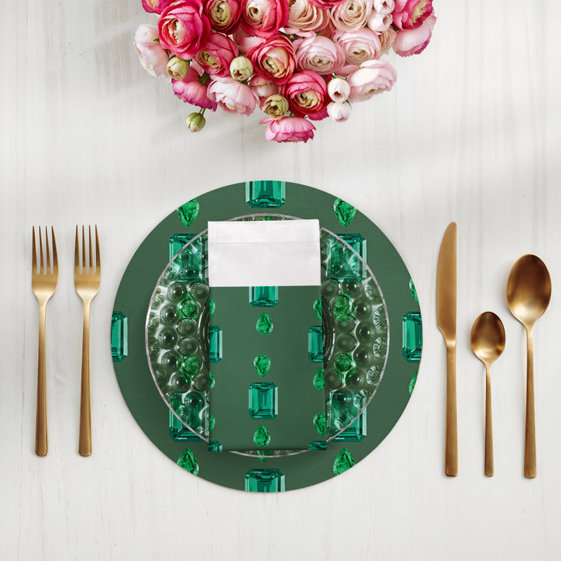 Gem Emeralds Cotton Sateen Dinner Napkins, Evergreen