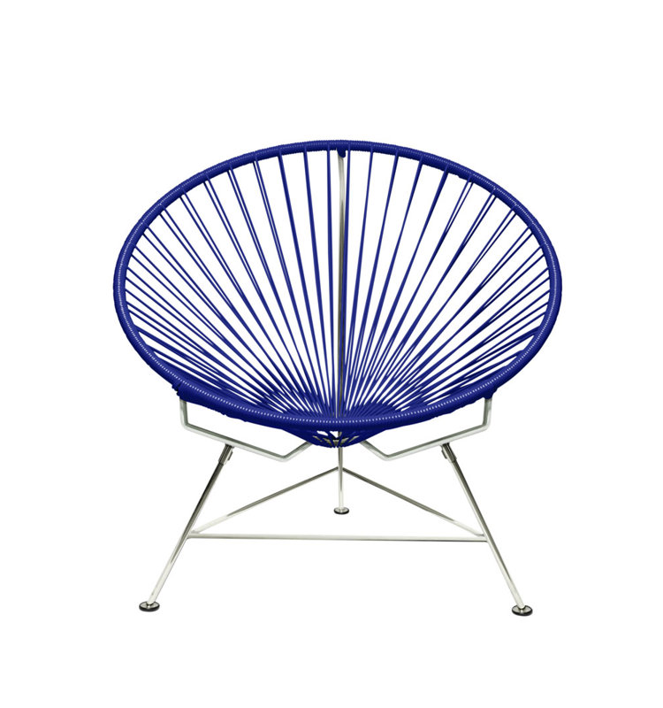 Innit Indoor Handmade Lounge Chair, Navy/Chrome