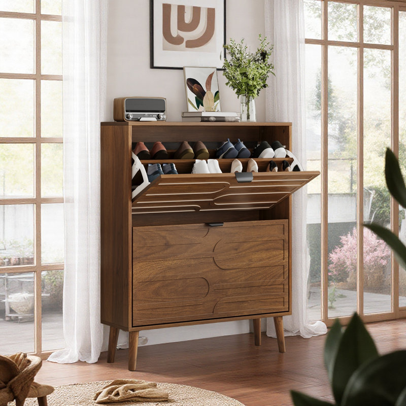 Armoire à chaussures autoportante moderne de 31,5 po de largeur, H 39,11 po x l 31,5 po x P 9,46 po