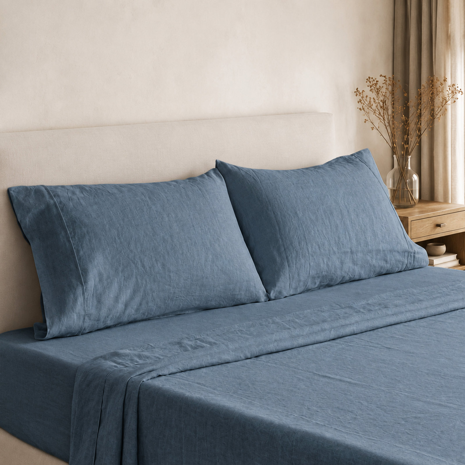 Clara 100% French Linen Sheet Set, Queen, Navy