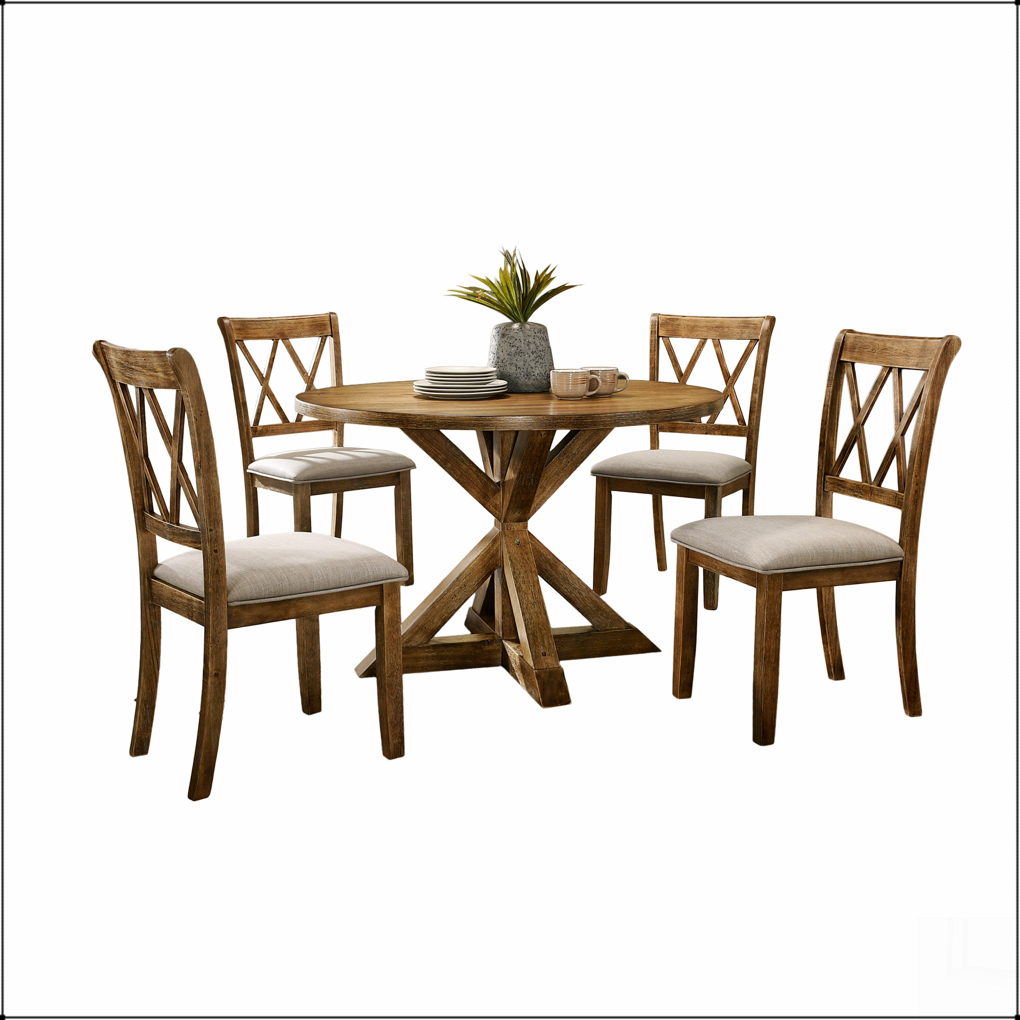 August Grove Windvale Cross-Buck Wood 5-Piece Counter Height Dining Set ...