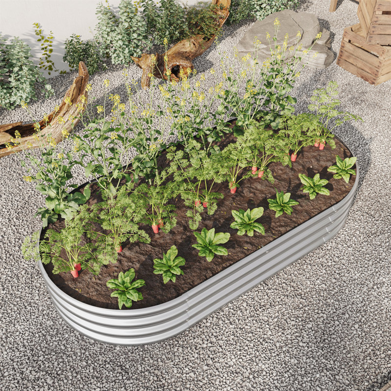 2Pcs Galvanized Raised Garden Bed Kit for Vegetables, Flowers & Herbs, Easy Assembly, Rust-Resistant, Heavy Duty