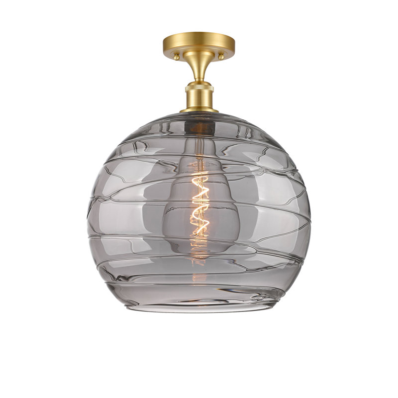 Plafonnier semi-encastré 1 lumière, Or, H 16,38 po x l 12 po x P 12 po