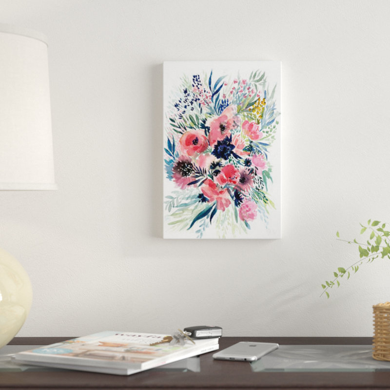 « floral bouquet vi », impression sur toile, H 18 po x l 12 po x P 1,5 po, Pas de tapis, Toile tendue