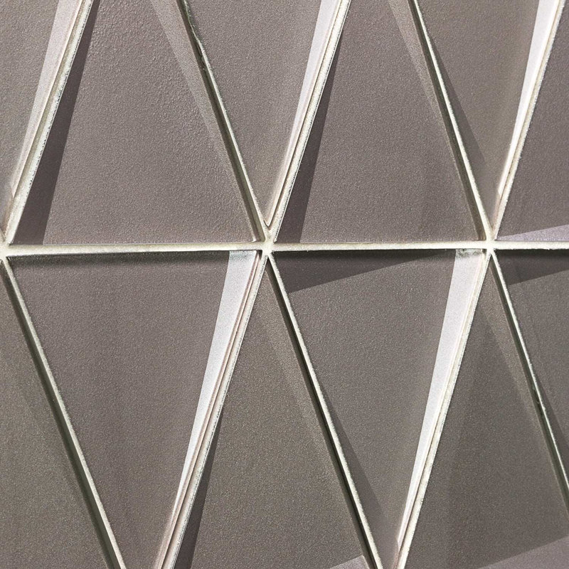 Remington 6” Triangle 3D Glass Mosaic Tile, Sepia Gray