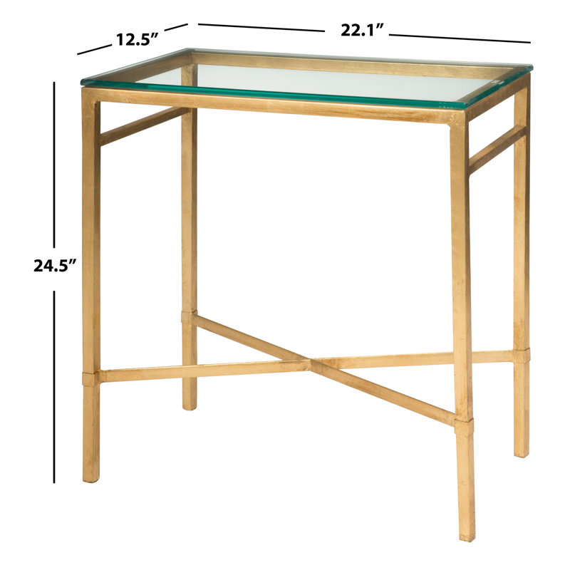 Vera Glass End Table, Antique Gold Gilt