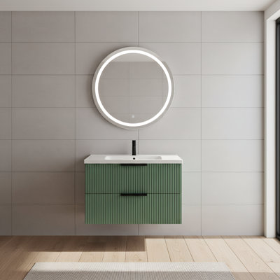 Floating Bathroom Vanity with Ceramic Sink & Drawers