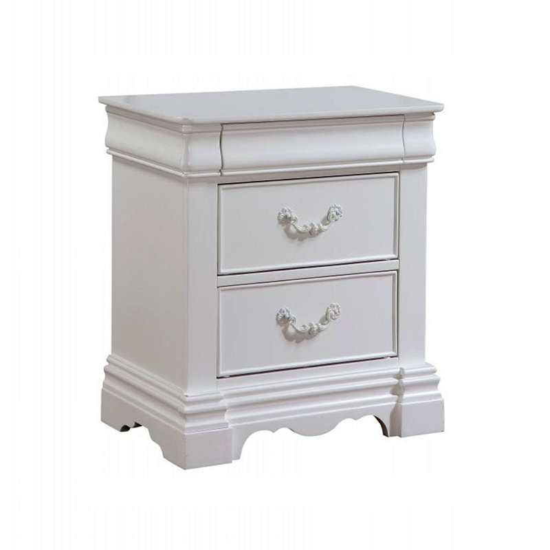 Pine Wood Nightstand With 3 Drawers