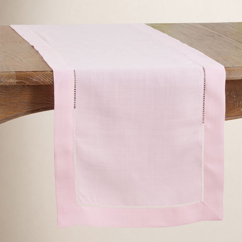 Emmeline Solid Color Table Runner, Pink, 80" L x 16" W