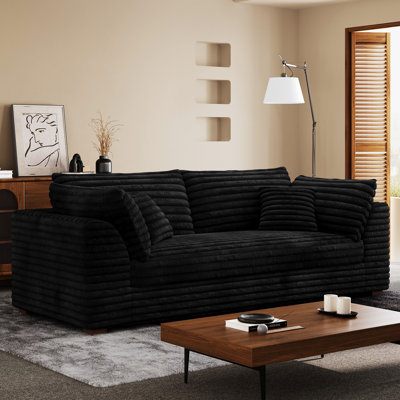 Solid Wood Frame Upholstered Loveseat with Toss Pillows