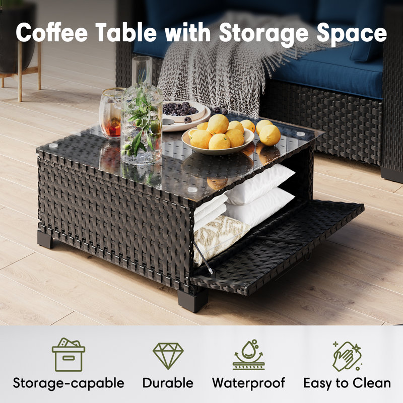 𝗣𝗿𝗲- 𝗮𝘀𝘀𝗲𝗺𝗯𝗹𝗲𝗱 𝗖𝗵𝗮𝗶𝗿𝘀, 6-Person Rattan Patio Furniture Set Outdoor Sectional Conversation Sofa Group With Waterproof Patio Furniture Cover