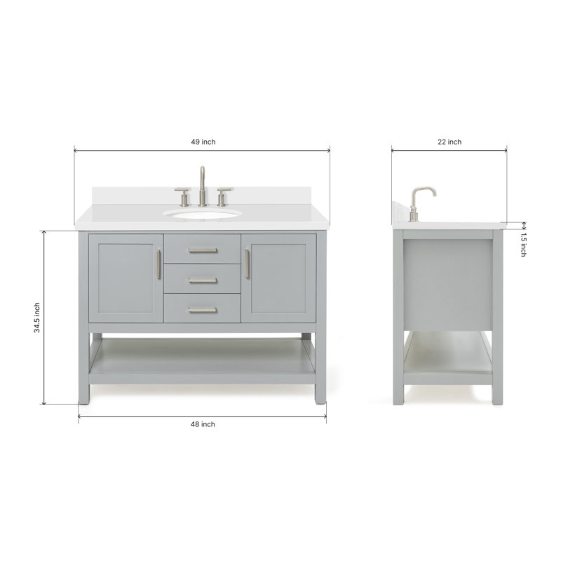 Bayhill 61'' W Single Vanity, Oval, Navy, 61"