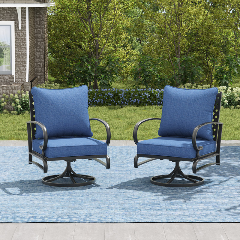 Chaise longue d'extérieur pivotante en métal Bular, Marine