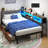 Corner Bed Frame with 2 Drawers and Storage Bookcase, Daybed with Charging Station and LED Lights-887620061