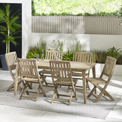 Filion Solid Wood Rectangular Garden Dining Table With Dining Chairs - Modern Boho Style