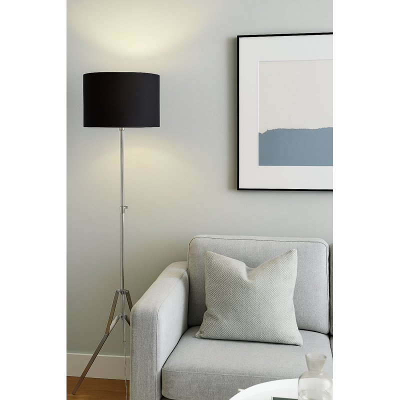 Cotton Drum Lamp Shade ( Screw On ), Black, 35cm H x 35cm W x 35cm D