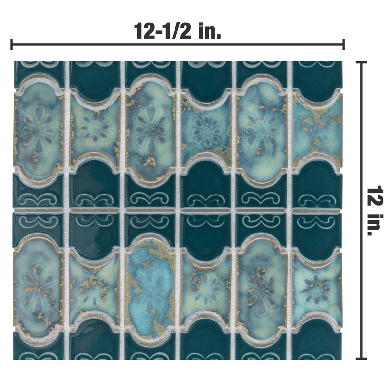Montego Porcelain Mosaic Tile in Blue/Green/Beige