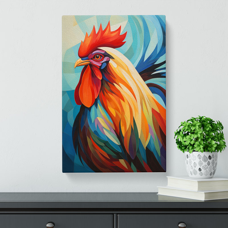 Rooster Cubism - Print, 76cm H x 50cm W x 3cm D