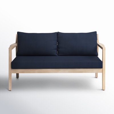 Amina 58" Acacia Outdoor Love Seat with Cushions