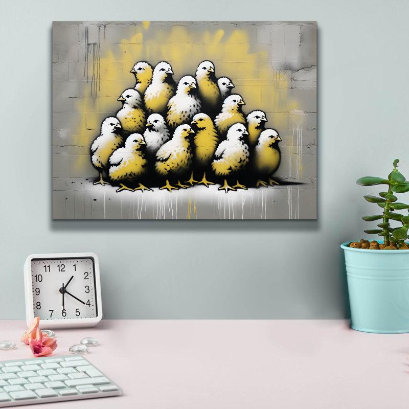 Toile épique Graffiti «Chickens» par Andreas Magnusson, 54 po x 40 po, H 12 po x l 16 po x P 0,75 po