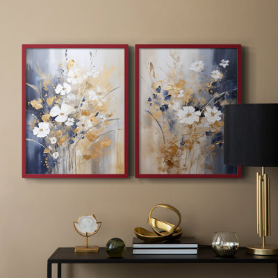 FLORAL Series CCCCLXII - Reproduction encadrée de qualité supérieure - prête à être accrochée - aucun clou requis - aucun clou requis