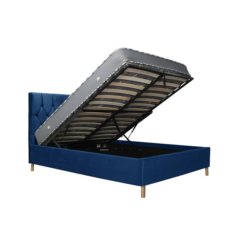 Benninger Upholstered Ottoman Bed, Blue, Small Double (4')