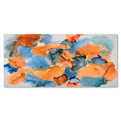 «Blue and Brown Luxury Abstract Fluid VII», peinture sur toile