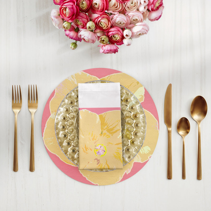 Hibiscus Cotton Sateen Dinner Napkins, Pink