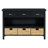 Vintage Wood Accent Chest, Console Table With 3 Water Hyacinth Woven Baskets-1326829788