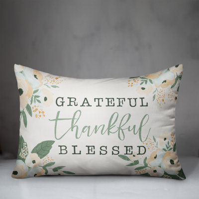  Grateful Thankful and Blessed Spring Floral Lumbar Pillow