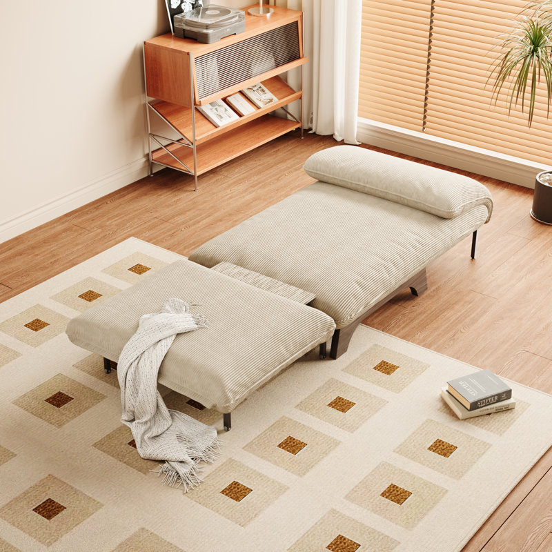 3-In-1 Collapsible Corduroy Sofa Chair Bed, Foldable And Adjustable Sleeper Sofa(Beige), Beige