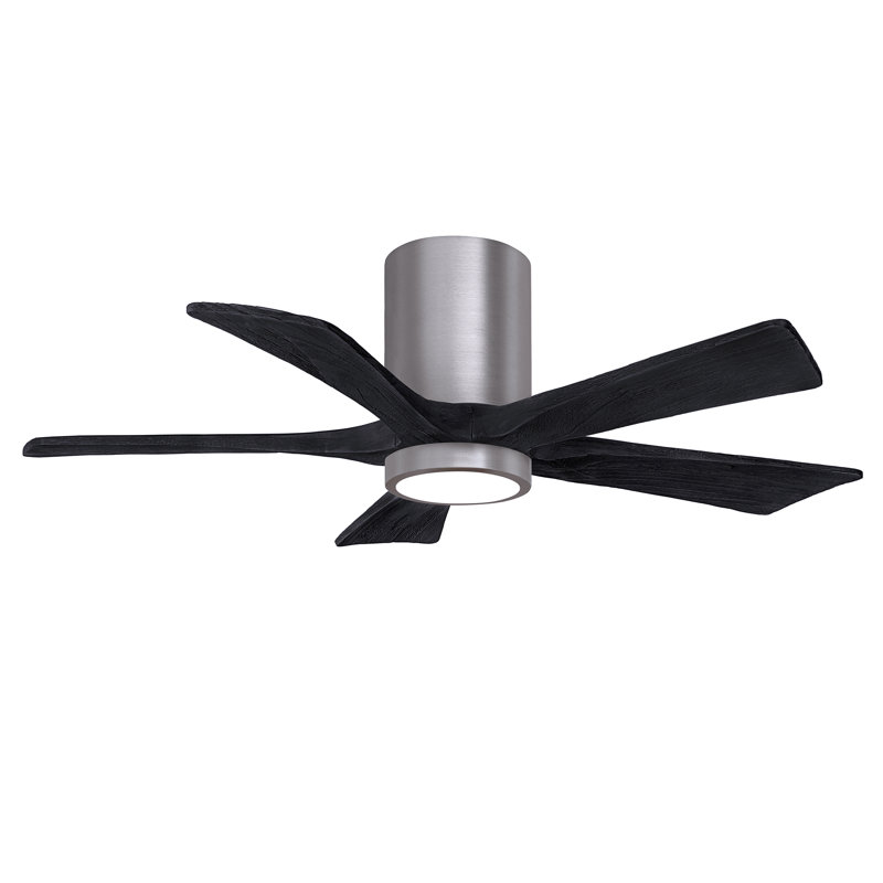 Irene Flushmount Light Kit 5 Blade LED Ceiling Fan, Brushed Pewter, Matte Black, 42"